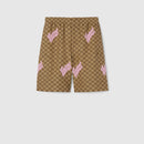 GUCCI - Short en toile en mélange de lin avec broderie