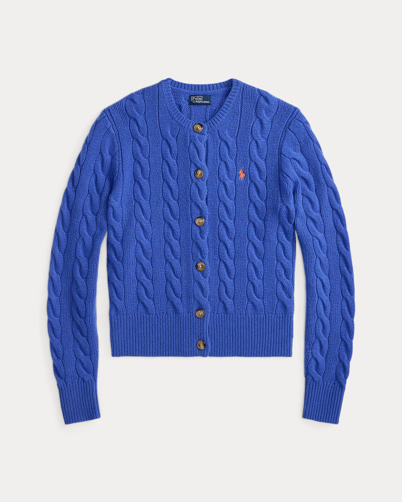 Ralph Lauren - Cardigan torsadé en laine et cachemire Bleu Lapis
