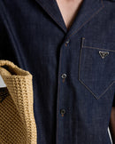 Prada - Chemise à manches courtes en denim selvedge Bleu