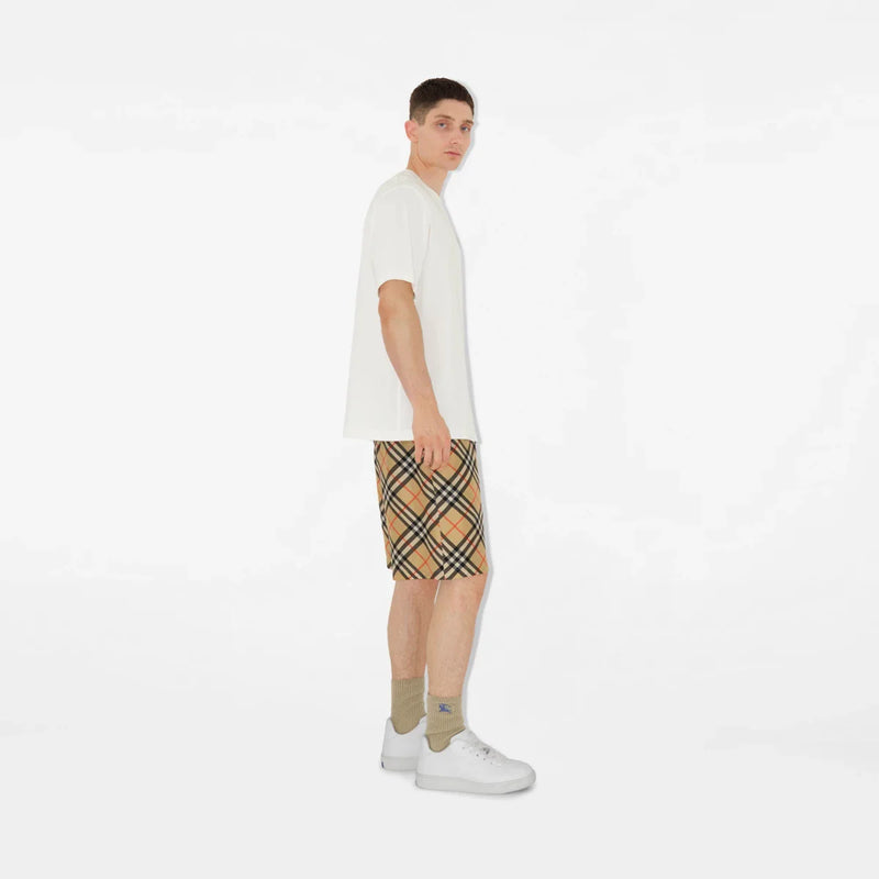 Burberry - Short en soie Check Sable