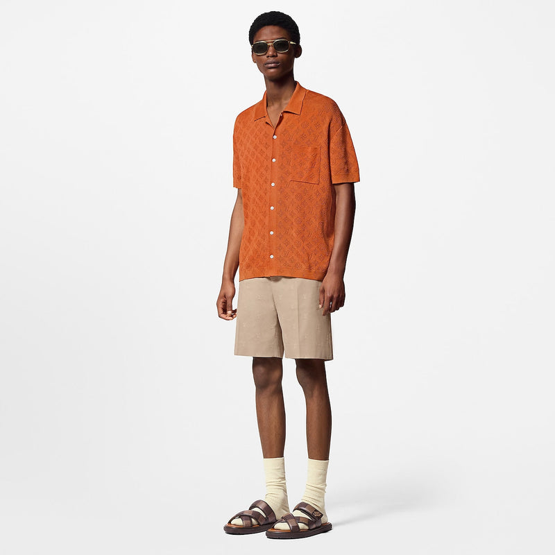 Louis Vuitton - Chemise manches courtes Monogram en pointelle de coton Orange