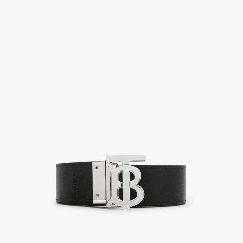 Burberry - Ceinture TB réversible en cuir et Check Beige D’archive/Argent