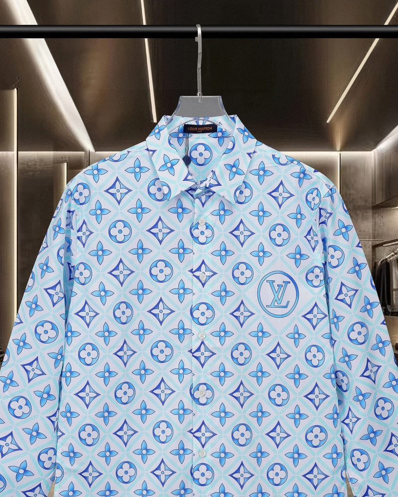 Louis Vuitton - Chemise manches longues motif intégral LV coloré Nuance de Bleu