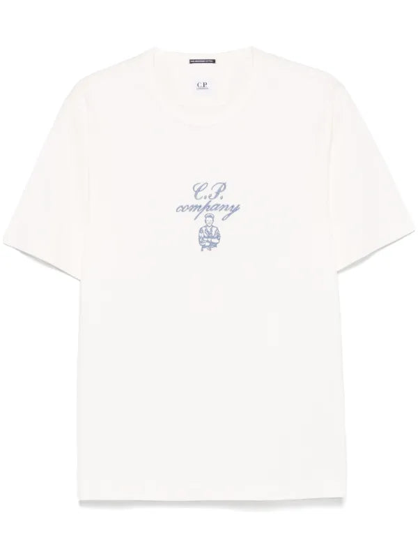 C.P Company - T-shirt à logo brodé Blanc