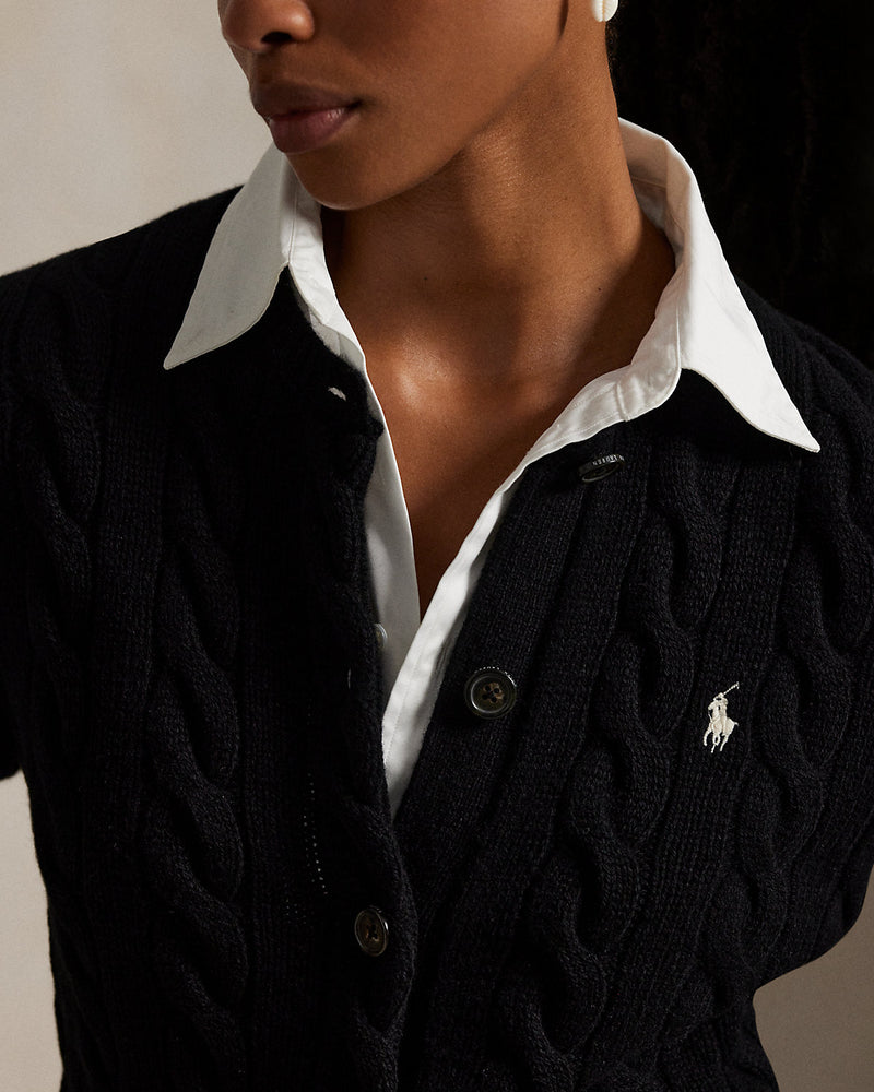 Ralph Lauren - Cardigan torsadé en laine et cachemire Polo Black