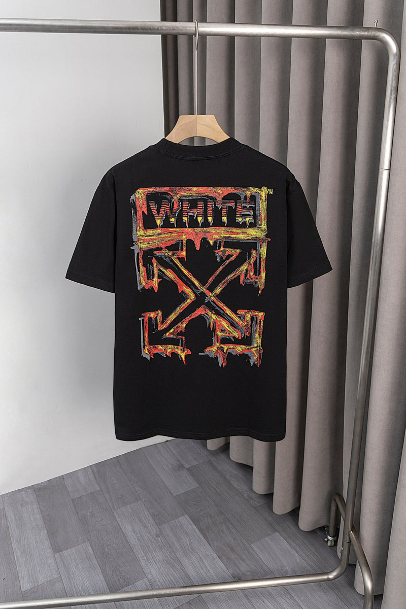 OFF-WHITE - T-shirt avec un design coloré et le logo "WHITE" avec des détails en couleurs vives au dos - Noir