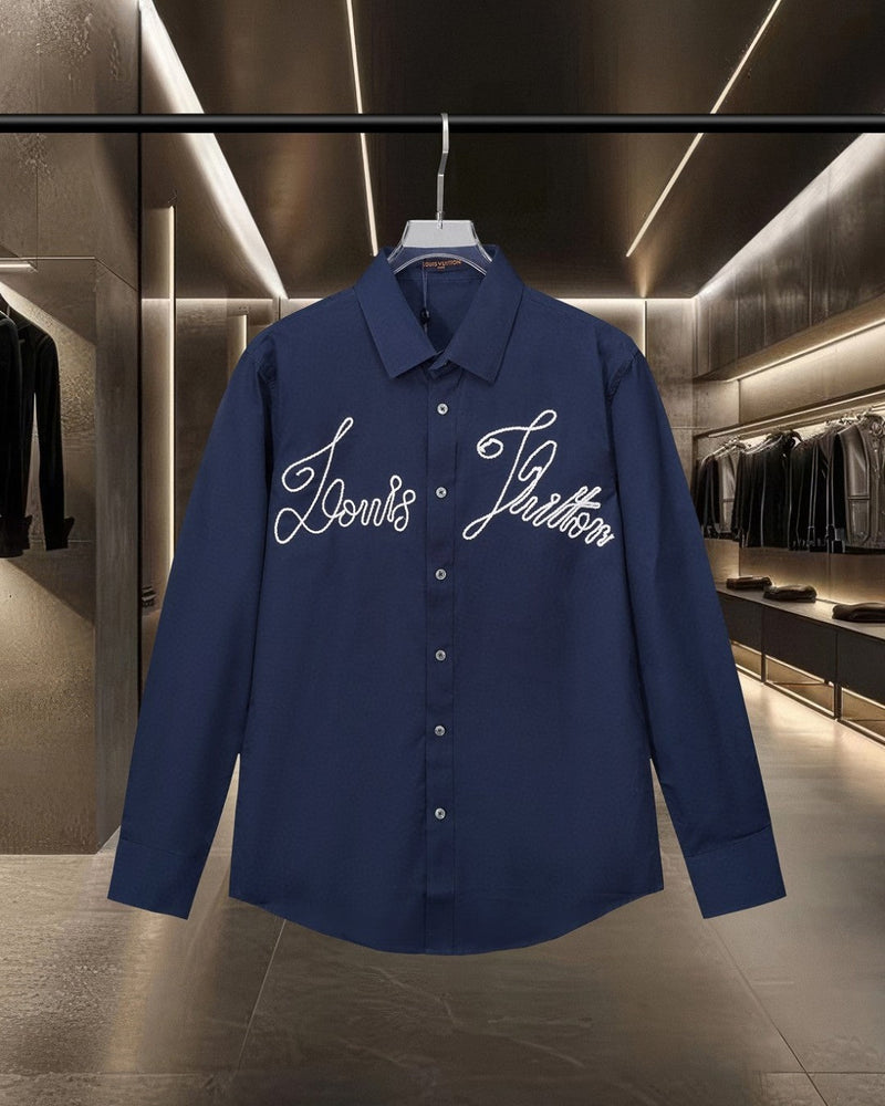 Louis Vuitton - Chemise manches longues Brodé LV Bleu