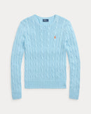 Ralph Lauren - Pull torsadé à col rond en coton Bleu Acadie