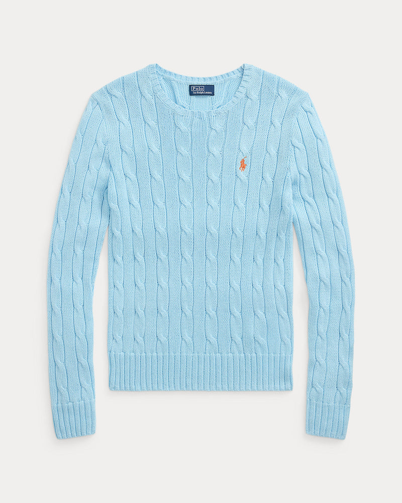 Ralph Lauren - Pull torsadé à col rond en coton Bleu Acadie
