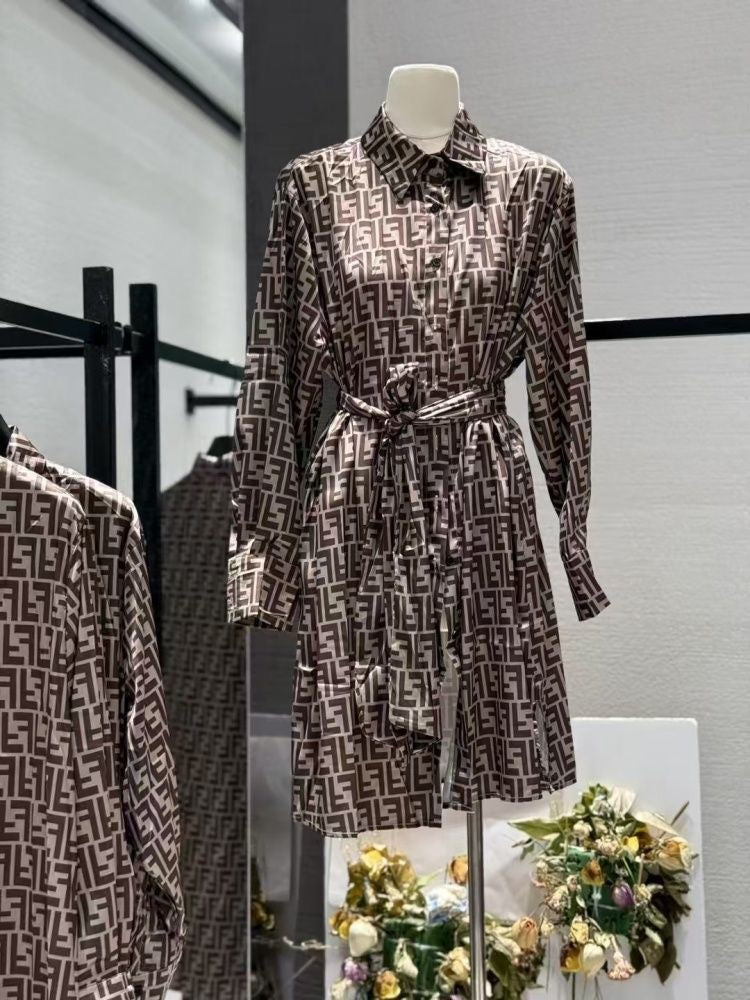 Fendi - Robe Soie Marron