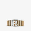 Burberry - Ceinture TB réversible en cuir et Check Beige D’archive/Argent