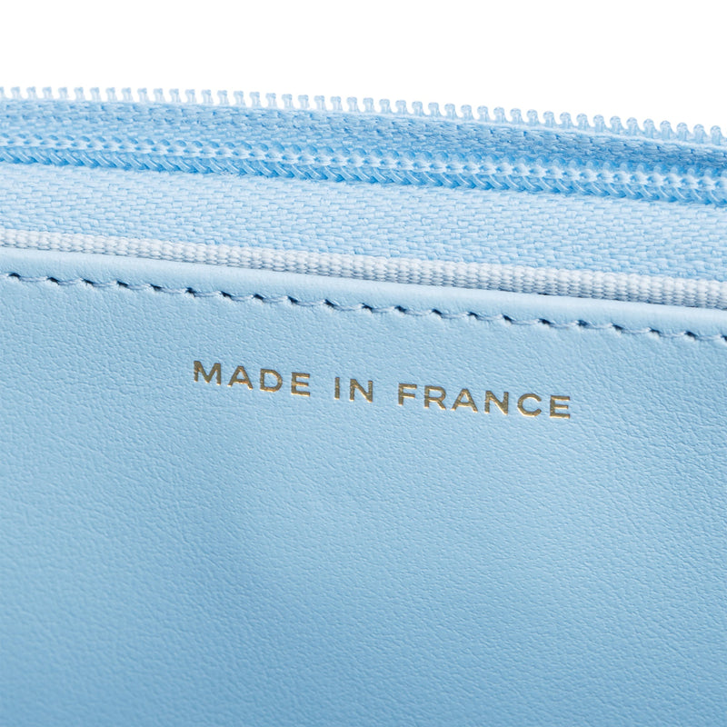 Chanel Turquoise Quilted Caviar Leather Classic Wallet on Chain w/ Box