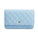 Chanel Turquoise Quilted Caviar Leather Classic Wallet on Chain w/ Box