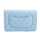 Chanel Turquoise Quilted Caviar Leather Classic Wallet on Chain w/ Box