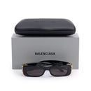 Balenciaga BB0096S Dynasty Black Acetate Rectangle Sunglasses