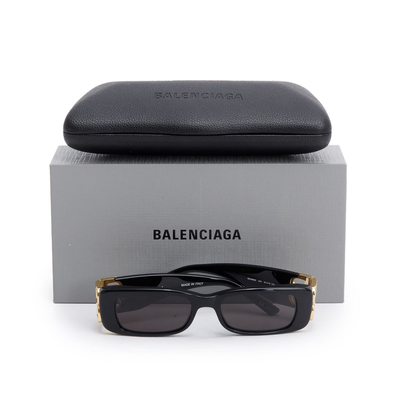 Balenciaga BB0096S Dynasty Black Acetate Rectangle Sunglasses