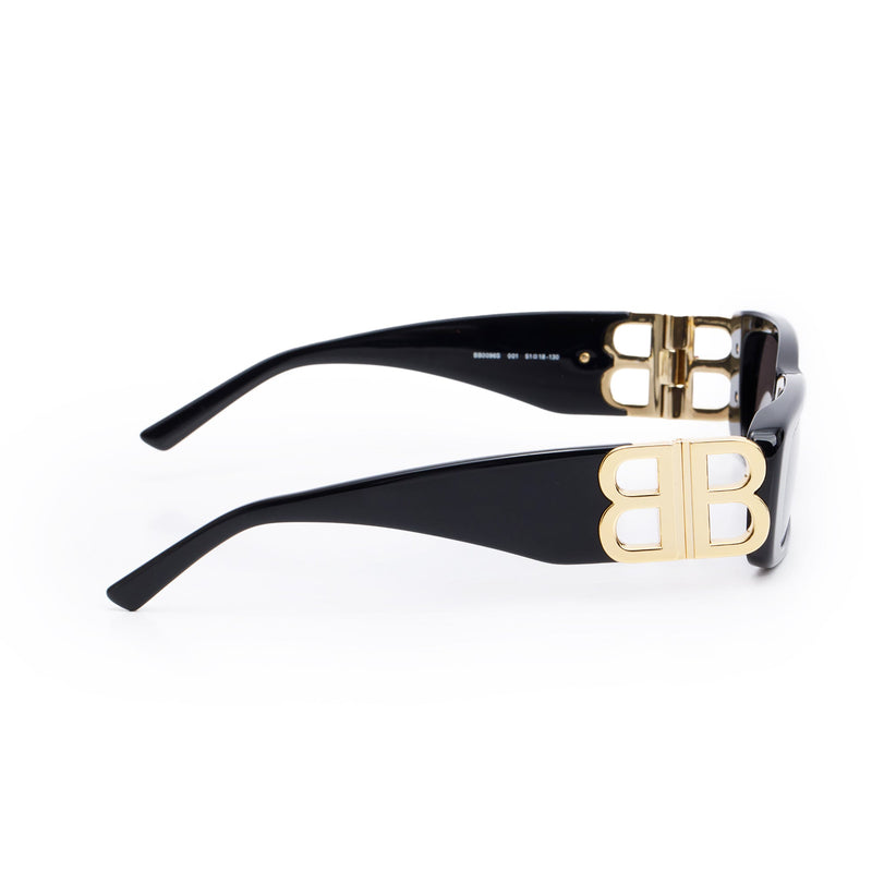 Balenciaga BB0096S Dynasty Black Acetate Rectangle Sunglasses
