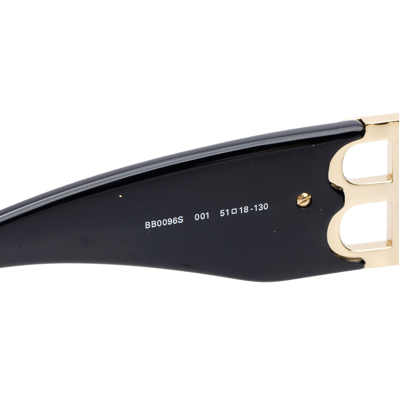 Balenciaga BB0096S Dynasty Black Acetate Rectangle Sunglasses