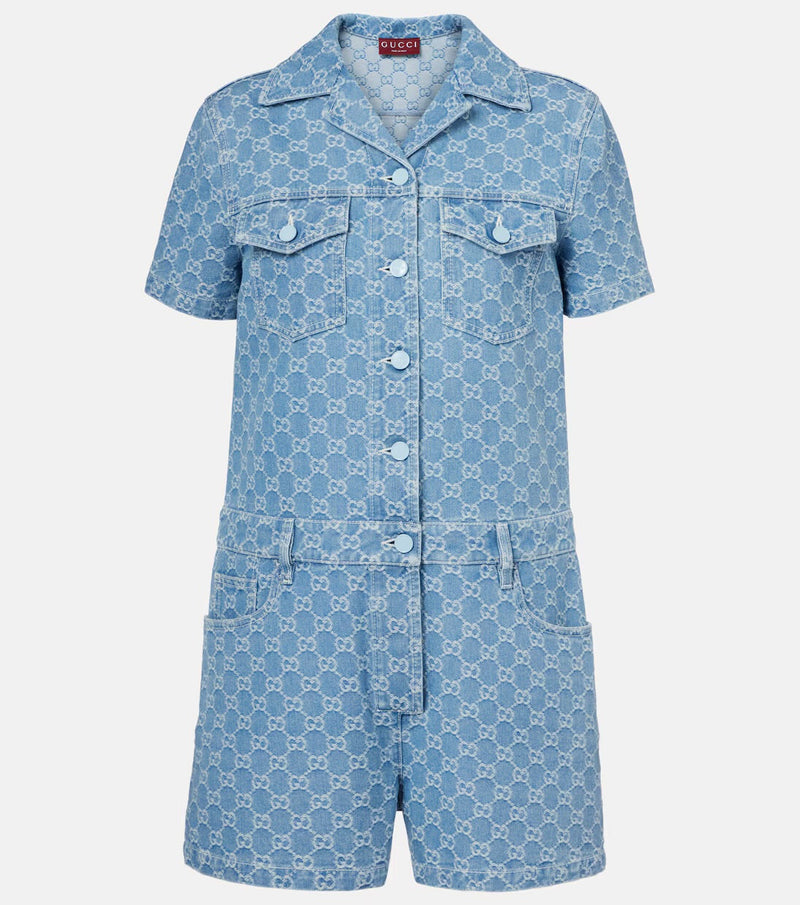Gucci - Combi-short GG en jacquard de denim