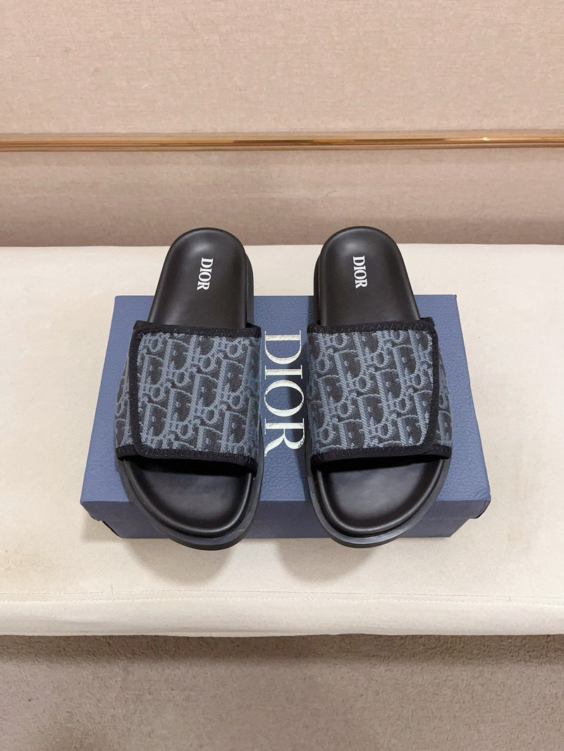 Dior - Sandale en Toile monogramme Dior Bleu Clair/Noir