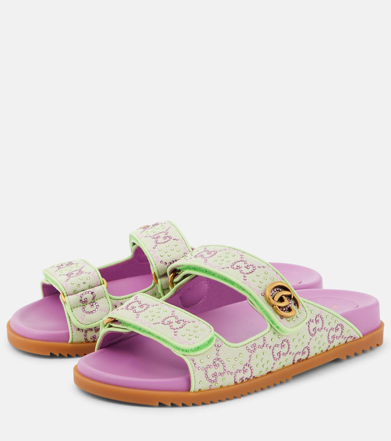 Gucci - Mules en toile GG à cristaux Gucci Rose