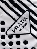 Prada - Chemise en soie Prada à Motif Bicolore Blanc