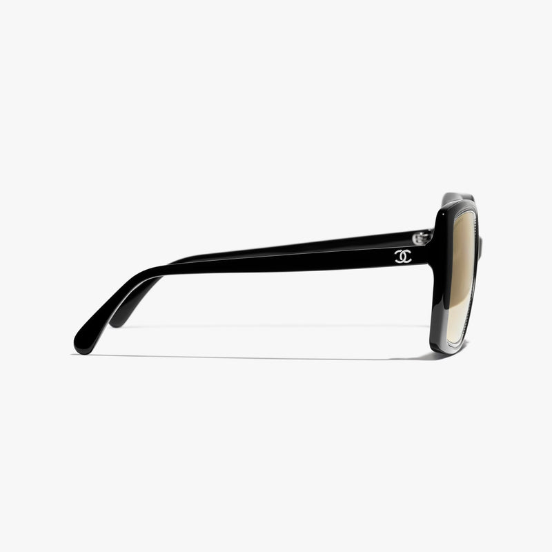 Chanel - Lunettes de soleil carrée Noir Verres Doré