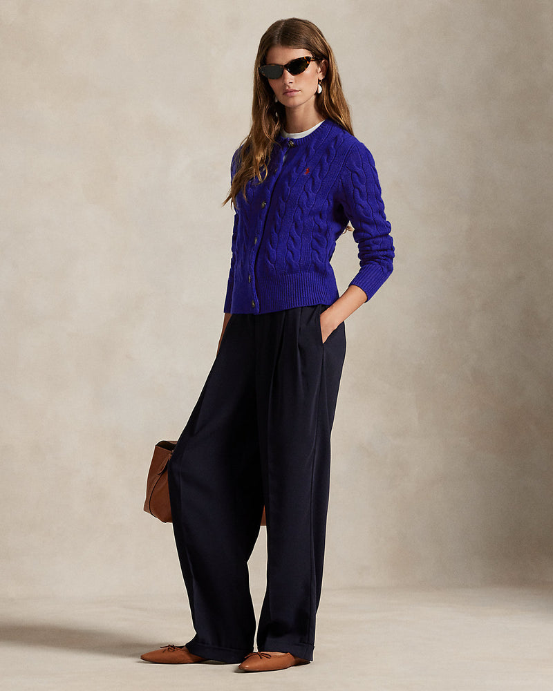 Ralph Lauren - Cardigan torsadé en laine et cachemire Royal Actif