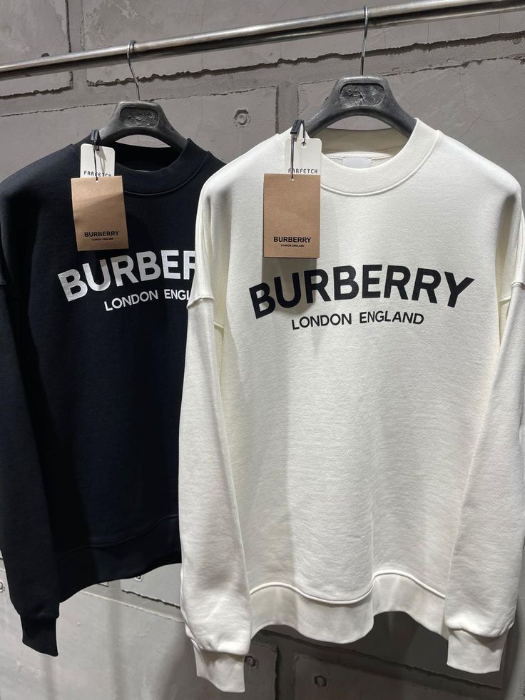 Burberry - Pull en coton logo Burberry Noir / Blanc