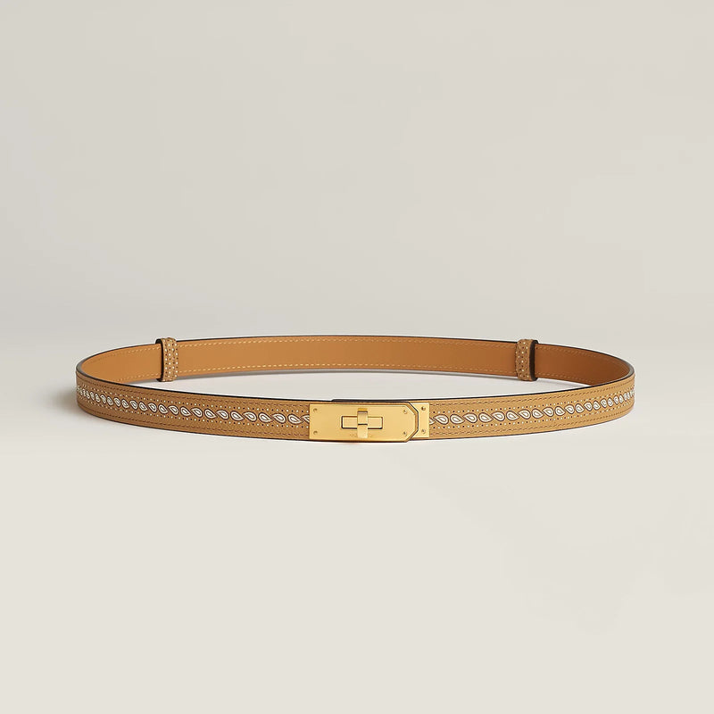 Hermès - Ceinture Kelly 18 Biscuit Noir Blanc