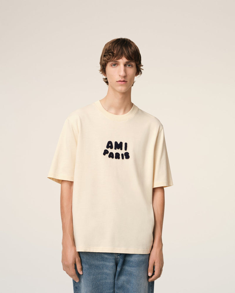 Ami - T-shirt Patch Ami De Cœur en jersey de coton Beige