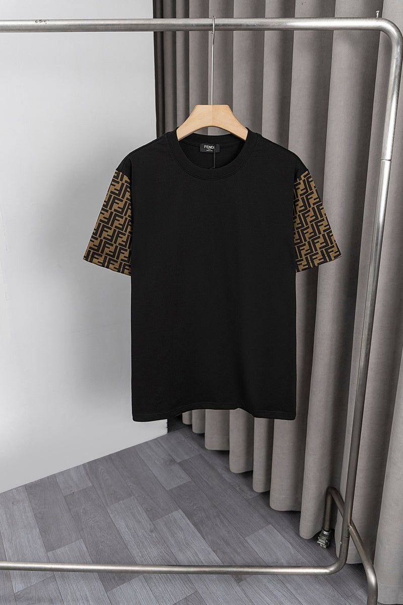 Fendi - T-shirt avec manches en motif monogramme FF - Noir et beige