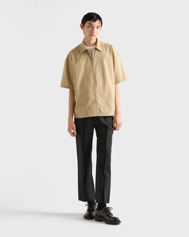 Prada - Chemise à manches courtes en coton technique Beige Désert