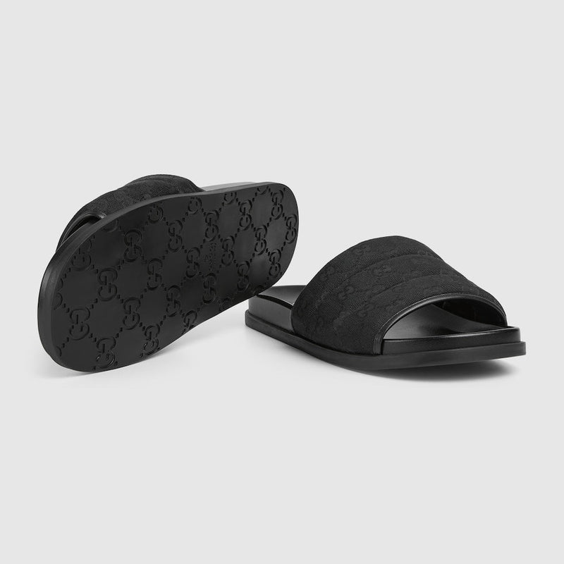 Gucci - Mules en Toile GG Matelassée Noir
