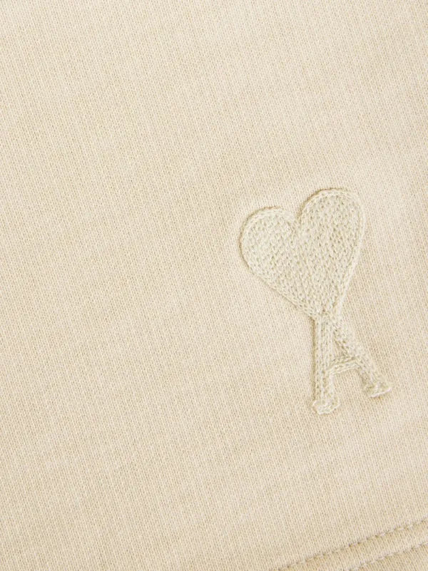 Ami - Short de sport à logo brodé Beige