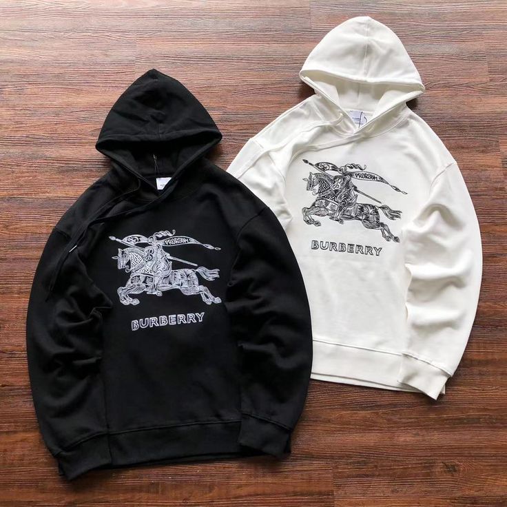 Burberry - Sweat à capuche monogramme brodé Noir / Blanc