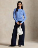 Ralph Lauren - Pull torsadé à col rond en coton New Litchfield Blue