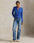 Ralph Lauren - Cardigan torsadé en laine et cachemire Bleu Lapis