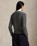 Ralph Lauren - Cardigan torsadé en laine et cachemire Gris flanelle chiné