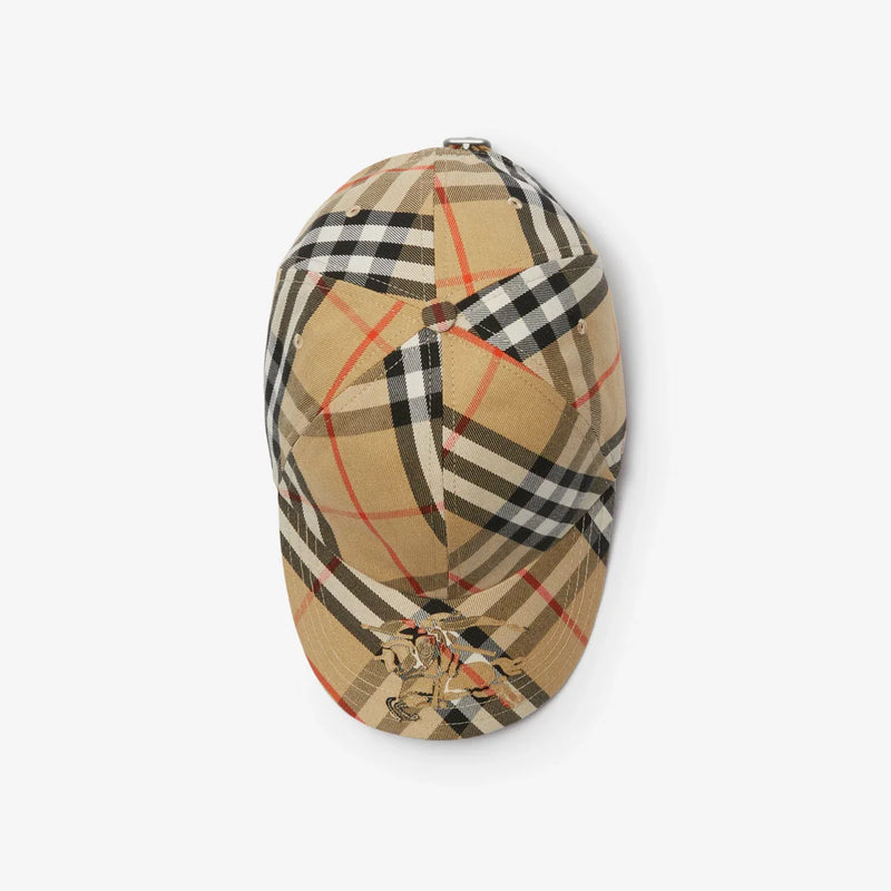 Burberry - Casquette de baseball en coton mélangé Check EKD Sable