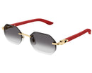 Cartier - Lunettes de Soleil Cartier Corne et Bois Décor Verres Rouge