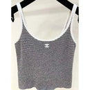 Chanel - Top à bretelles en coton rayure Blanc/Noir