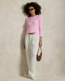 Ralph Lauren - Pull torsadé à col rond en coton Carmel Pink
