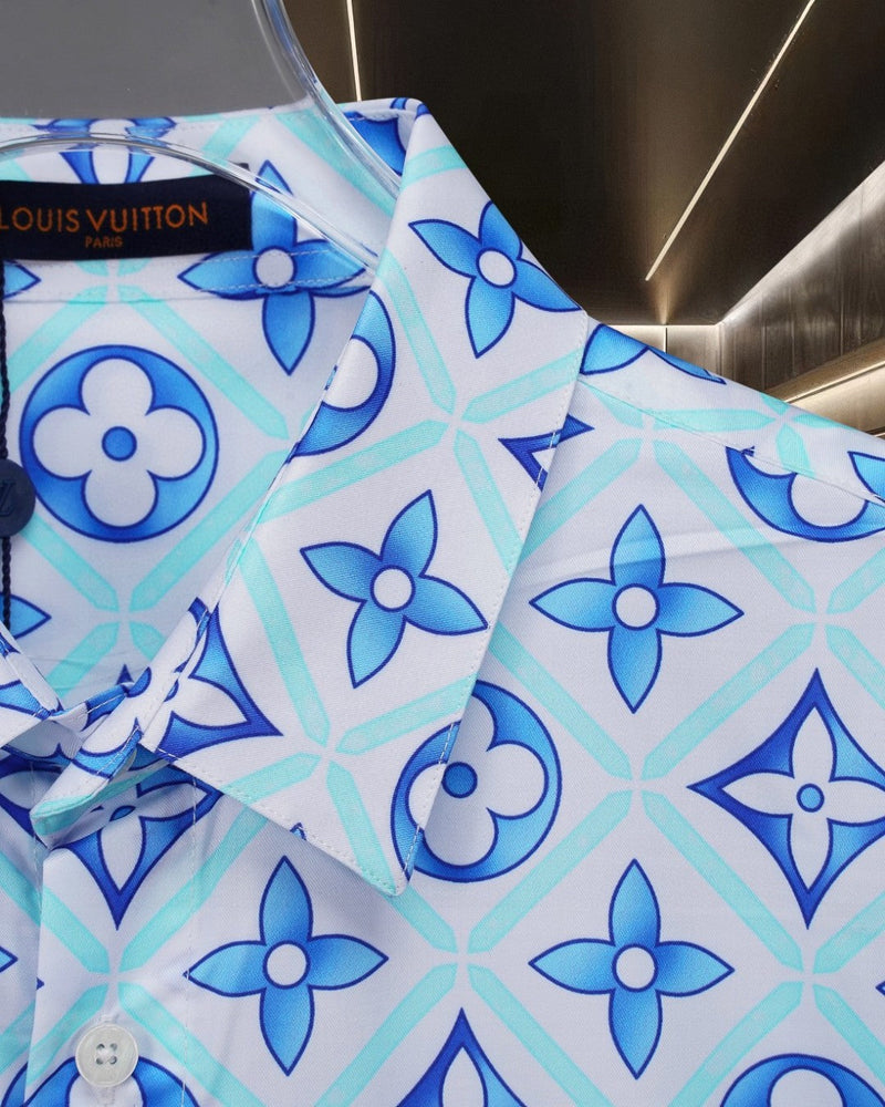 Louis Vuitton - Chemise manches longues motif intégral LV coloré Nuance de Bleu