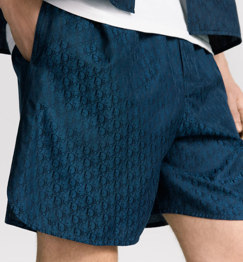 Dior - Short Dior Oblique Jacquard de soie et coton Bleu Marine