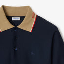 Burberry - Polo en coton avec col à logo Marine