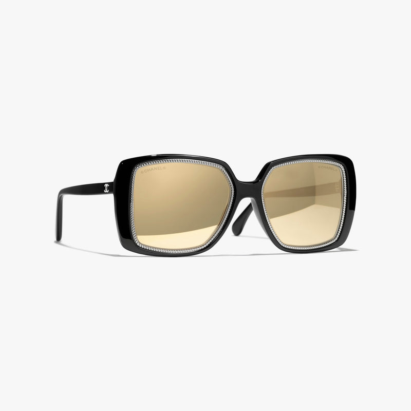 Chanel - Lunettes de soleil carrée Noir Verres Doré