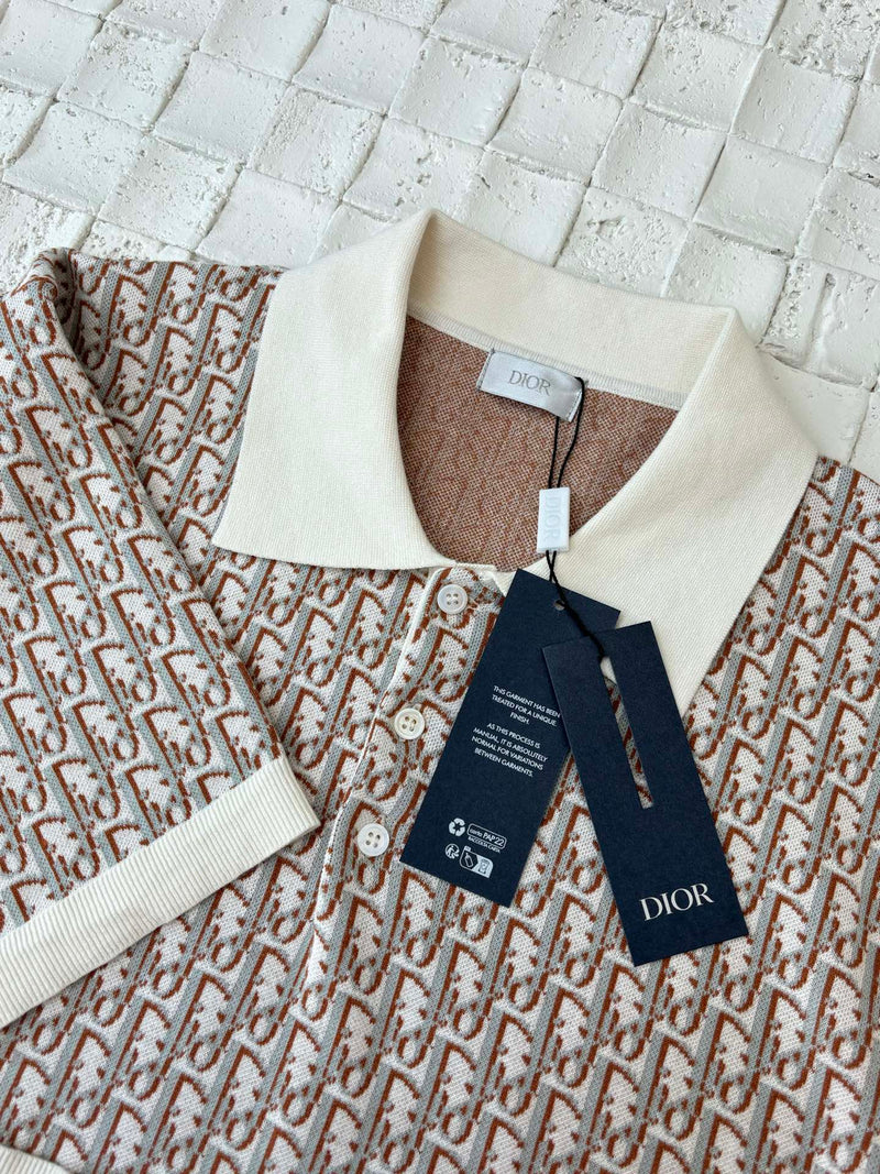 Dior - Polo Dior Motif Iconic Beige/Blanc