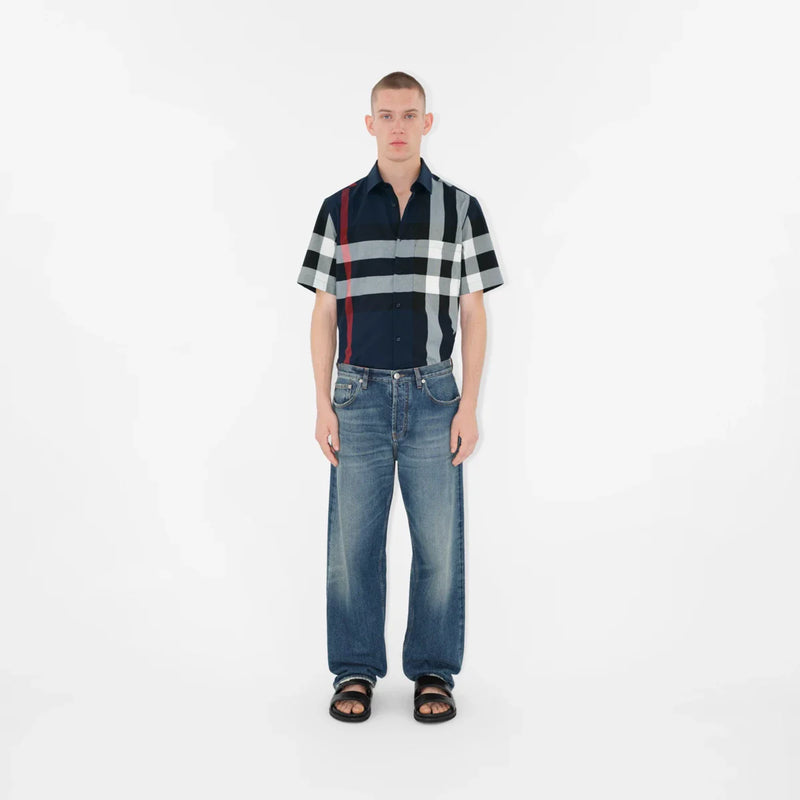 Burberry - Chemise en coton Check Marine