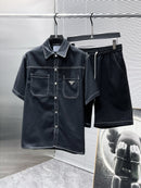 Prada - Ensemble Prada CHEMISE + SHORT en Denim Noir